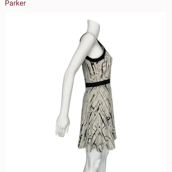 Parker Geometric Silk Halter Keyhole Dress - Size M - Picture 3 of 13